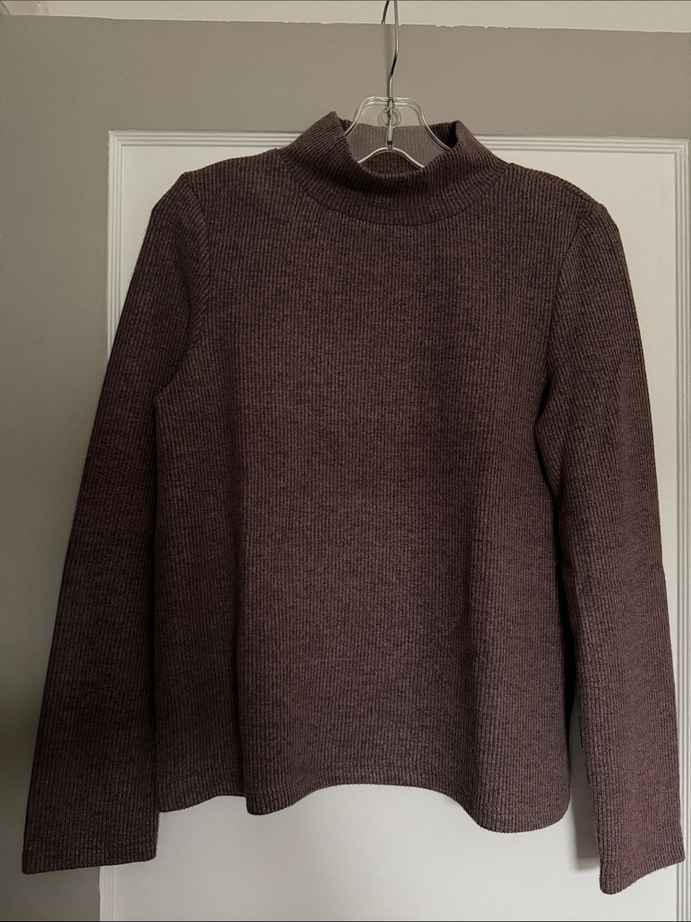 Amisu Brown Ribbed Cowl Neck Sweater